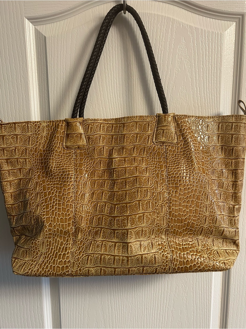 Big Buddha Croc-Embossed Tote in Mustard - Picture 4 of 7